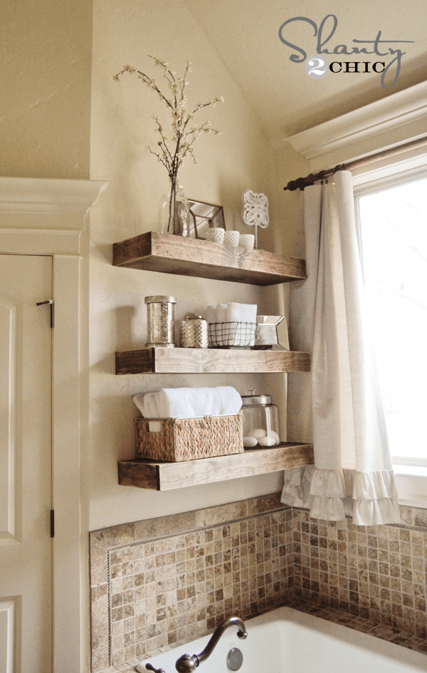 Floating shelves create functional and stylish storage for any room in your home. Source: Homedit