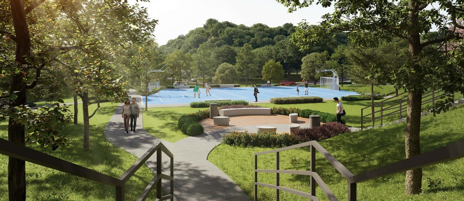 Suria Park, the heart of Suria Hill, offers lush greenery, multipurpose courts, and scenic walkways, creating a vibrant space for active and connected living.